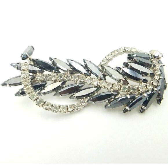 Vintage Rhinestone Clef Shaped Brooch – Rare 40s-50s Book Piece - Music Gift - Picture 1 of 8